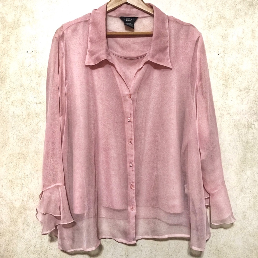 George | Sheer Bell Sleeve Top | Size 26/28